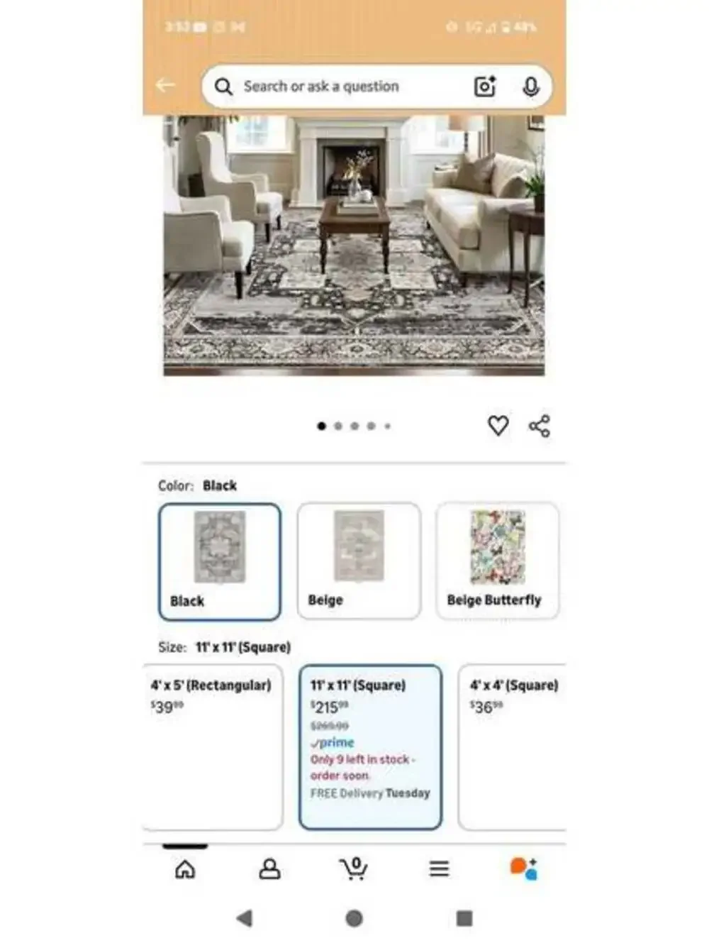 RUUGME Washable 11X11 Area Rugs Large Rugs for Living Room Soft Stain Resistant